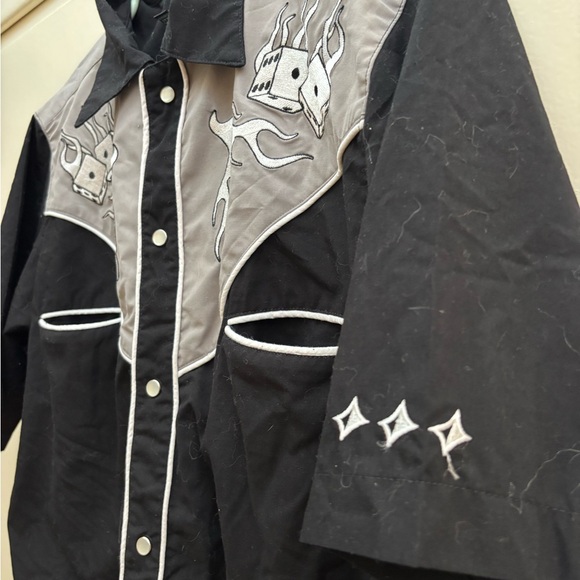 BC Ethic Rockabilly Black /Grey Button Down Shirt - Picture 4 of 7
